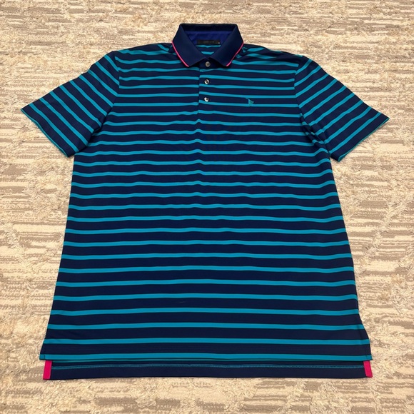 Greyson Performance Golf Polo Striped Men’s Medium Stretch Comfort W Golf Logo - Picture 1 of 9
